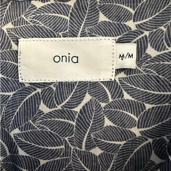 Onia Camp Collar Blue Tropical Print Short Sleeve Casual Button Down Size M - Picture 5 of 9